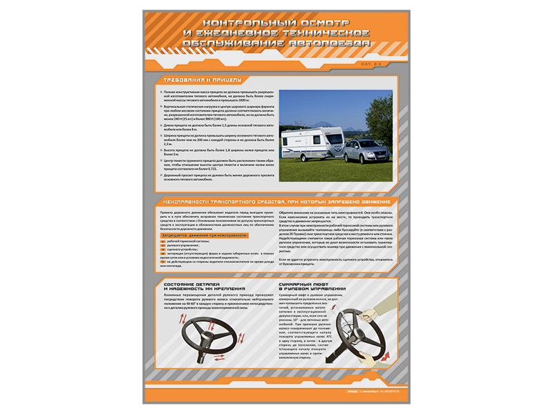 Стенд "Контрольный осмотр и ежедневное техническое обслуживание автопоезда" (категория "ВE")