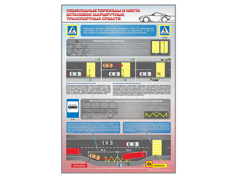 Стенд "Пешеходные переходы и места остановок маршрутных транспортных средств"