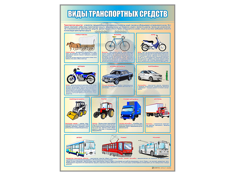 Стенд виды транспортных средств